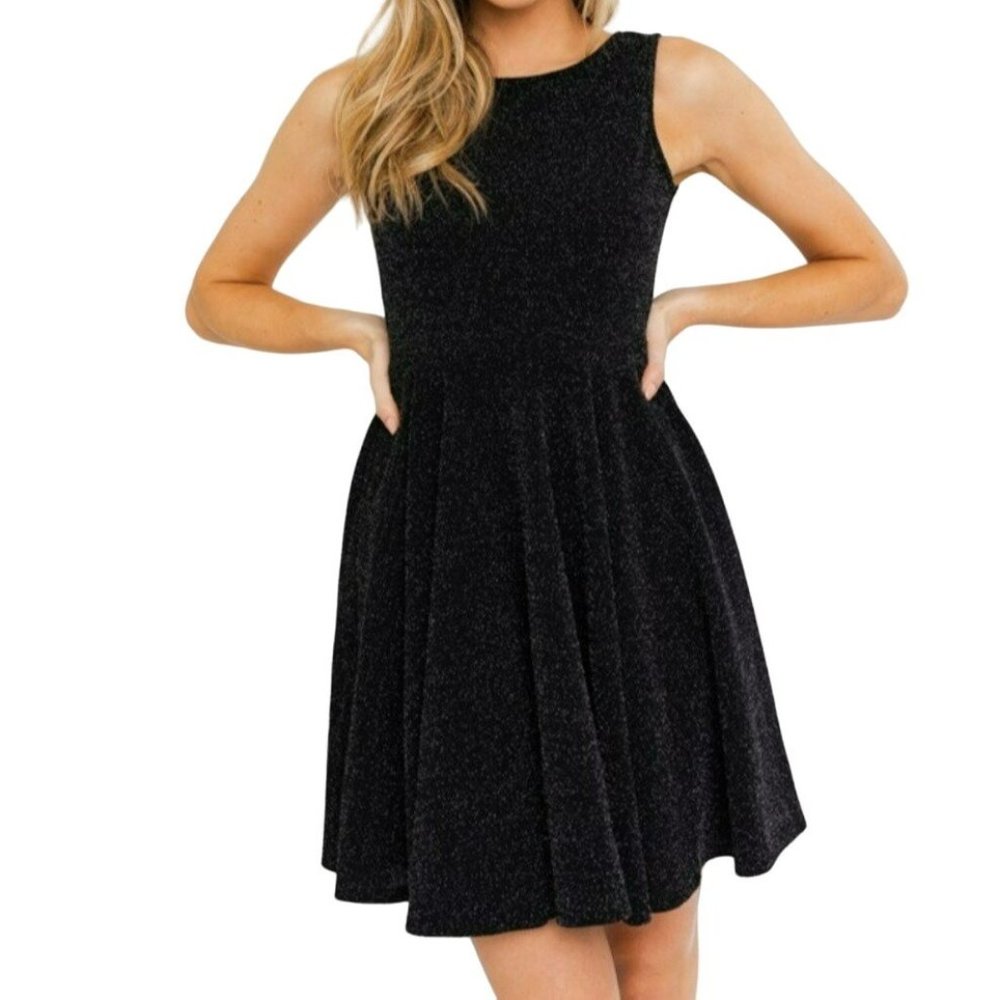 Gilli Sparkly Sleeveless A-Line Dress Black Size 1X NWT